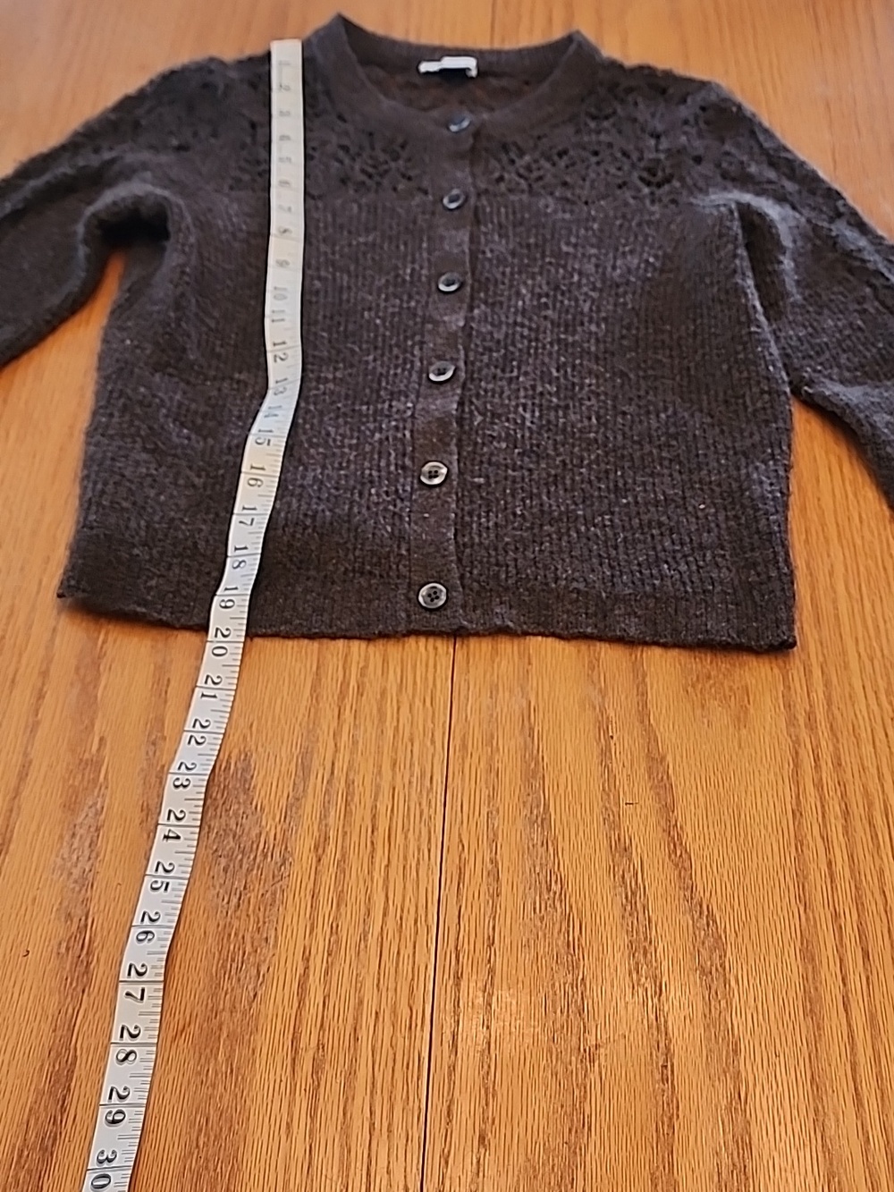 American Eagle Outfitters Brown Lace-Yoke Button-Up Cardigan - Picture 7 of 12